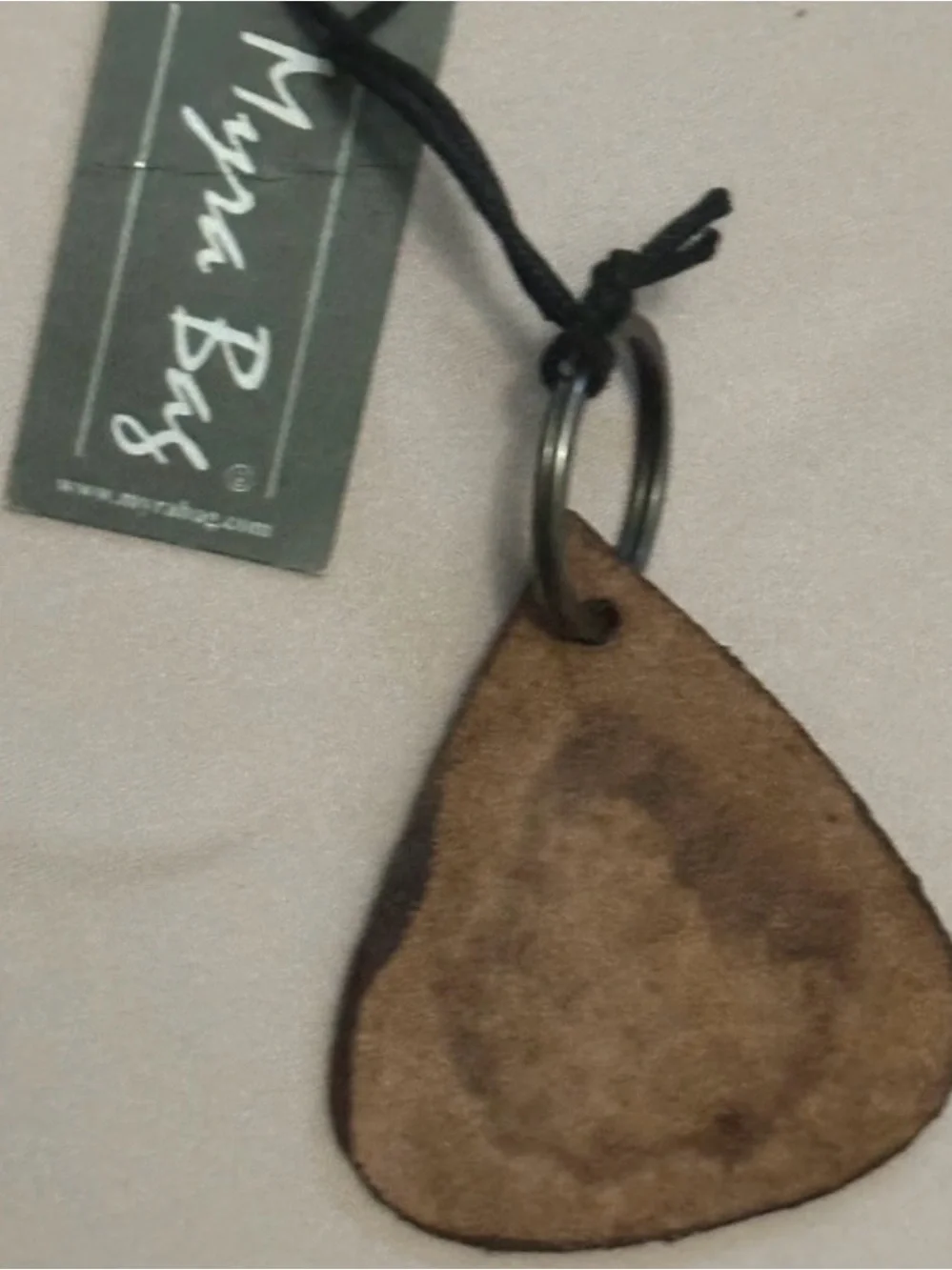 Myra Bag Leather Leaf Keychain with Yellow Flower Accent
